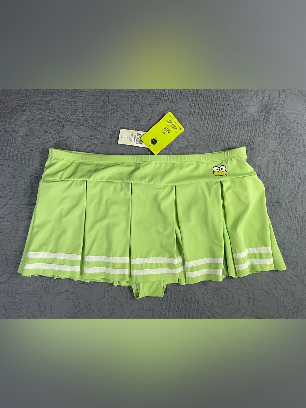 Keroppi Varsity Stripe Skirted Swim Bottoms With Frog NWT
